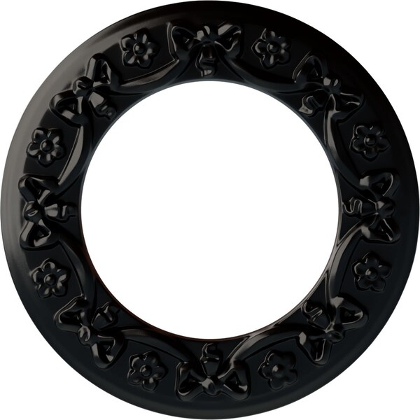 Ekena Millwork Ribbon with Bow Ceiling Medallion (Canopies up to 7 1/2"), 12 1/4"OD x 7 1/2"ID x 7/8"P, Jet Black CM12RIBLF - main